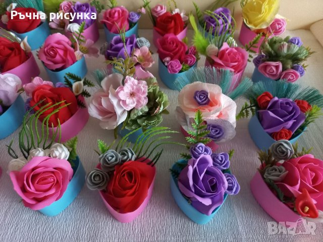 Кутийка сърце с аранжировка цветя, снимка 3 - Декорация за дома - 39370662