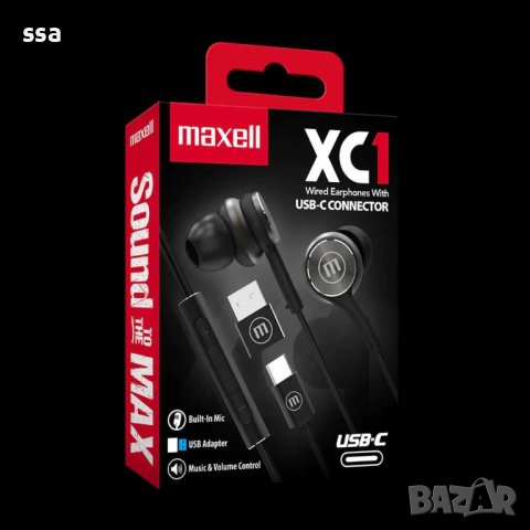 MAXELL XC1 USB-C Слушалки с микрофон черни , снимка 3 - Слушалки, hands-free - 43355684