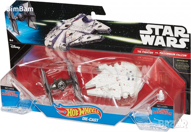 Комплект космически кораби Star Wars - TIE Fighter & Millenium Falcon- Hot Wheels / Mattel, снимка 2 - Коли, камиони, мотори, писти - 37654379
