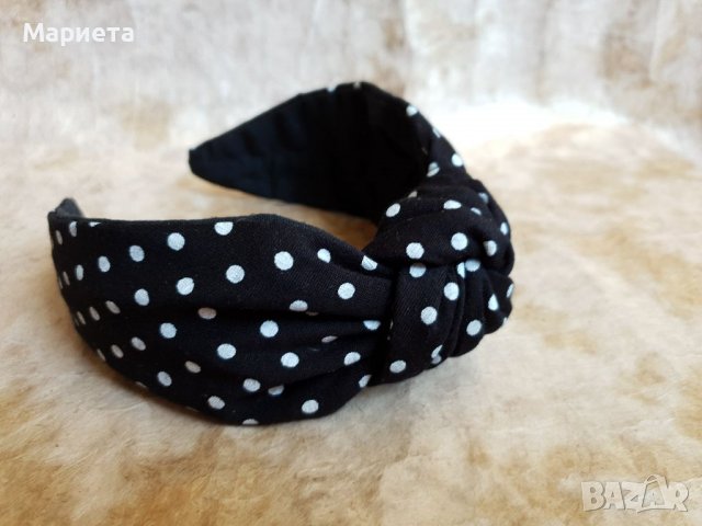 Диадема с възел Черна диадема с бели точки Черна диадема Натурално бяло Диадеми Ръчна Изработка , снимка 6 - Аксесоари за коса - 36862542