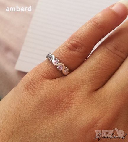 Сребърен пръстен с бели цирконии - модел R065, снимка 2 - Пръстени - 25232806