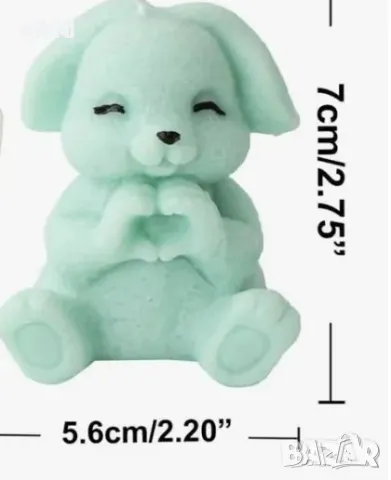 3d Заек зайче с ръце в сърце силиконов молд форма фондан шоколад смола гипс свещ сапун, снимка 2 - Форми - 48887154