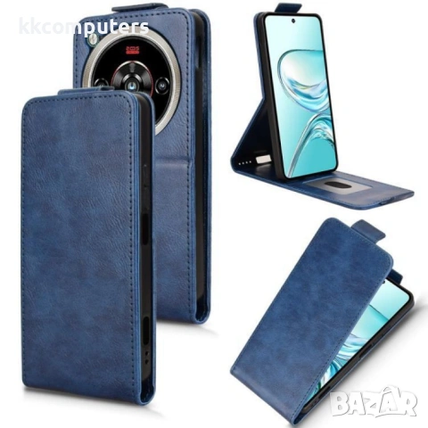 Вертикален Кожен Калъф за ZTE nubia Focus 2 Ultra 5G - PU Кожа, Магнитен Клип, Слот за Карта, Вкл. П, снимка 2 - Калъфи, кейсове - 53316562