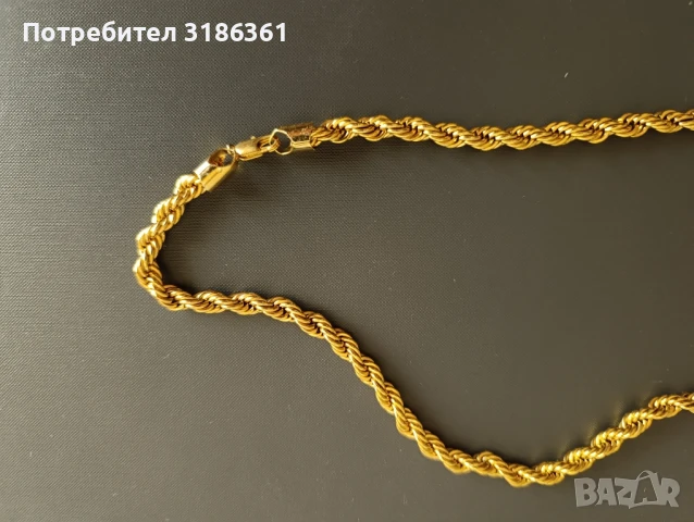 колие дебело 6-7мм,дълго 60см високо качество мед. стомана,жълто никога не потъмнява, снимка 3 - Колиета, медальони, синджири - 50713348