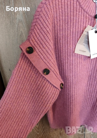 Co’ Couture – тъмно розов пуловер нов с етикет и брошка, снимка 5 - Блузи с дълъг ръкав и пуловери - 53501575