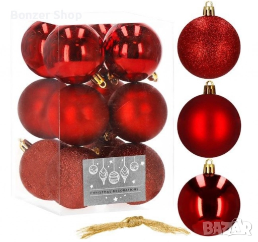 Комплект от 6 броя коледни топки, 4 см., снимка 4 - Други - 51996927