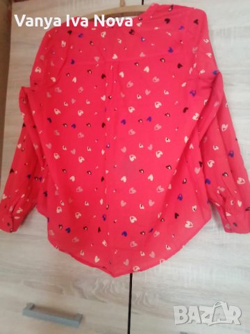Червена блузка на сърчица, снимка 2 - Блузи с дълъг ръкав и пуловери - 40590070