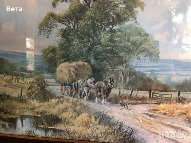 Голяма Картина в дървена рамка със стъкло, снимка 2 - Картини - 38309299