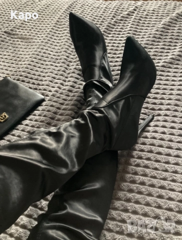 Дамски сатенени чизми, снимка 2 - Дамски ботуши - 51956363