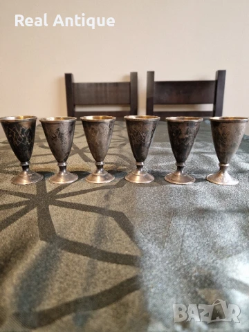 Превъзходен к-т от 6 броя антикварни руски съветски сребърни чашки 875, снимка 5 - Антикварни и старинни предмети - 50928232