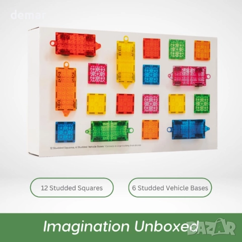 IMAGIMAGS Магнитни строителни плочки, Комплект влакчета от 18 части, снимка 6 - Конструктори - 51741983