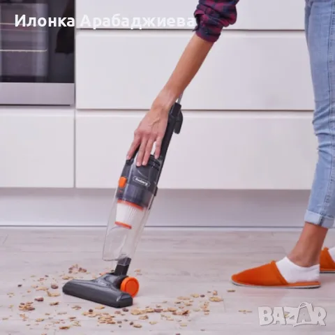 Прахосмукачка вертикална и ръчна 2в1 Rosberg R51001A, 600W, 0.8л., Циклон, Без торба, Черен/оранжев, снимка 2 - Прахосмукачки - 49097505