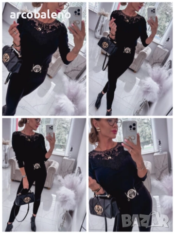 Дамски стягащи клинове с декоративни колани, 3цвята , снимка 3 - Клинове - 51931885