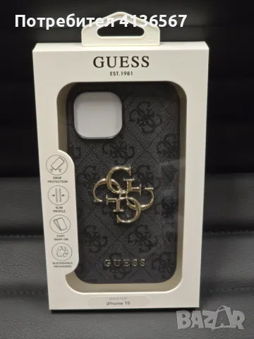 Защитен калъф Guess с метално лого PU, за iPhone13, черен