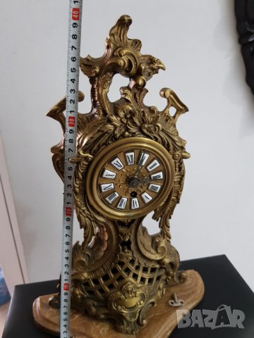 Масивен бронзов механичен френски часовник, снимка 5 - Антикварни и старинни предмети - 37133808