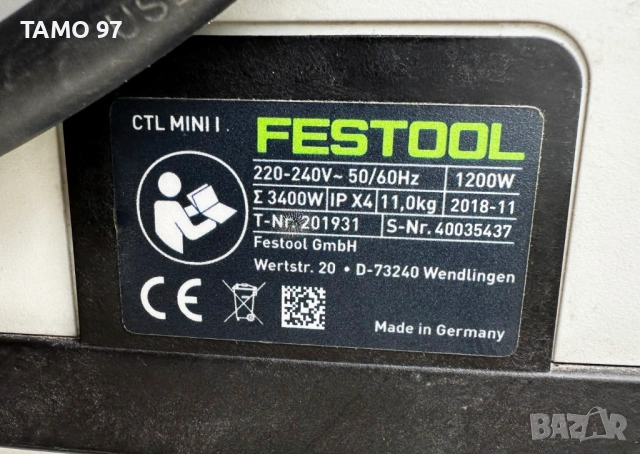 FESTOOL CTL MiNi I - Професионална мобилна прахосмукачка, снимка 7 - Други инструменти - 53360448