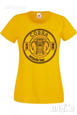 Дамска тениска Cobra Kai arcade bar,Филм,Игра,superhero,Изненада,Подарък,Повод,, снимка 9 - Тениски - 37727793