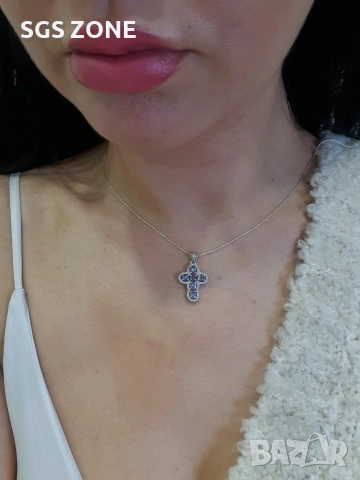 Нежен кръст с естествен танзанит, снимка 4 - Колиета, медальони, синджири - 53016217