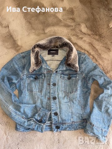 Дънково яке сафари с кожена свалящо яка Mexx , снимка 3 - Якета - 38172392