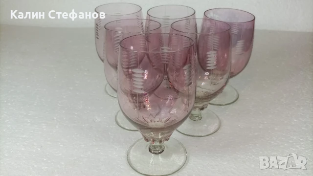Красиви чаши за вино, столче, 6 бр, ръчна гравюра , снимка 5 - Чаши - 50525591
