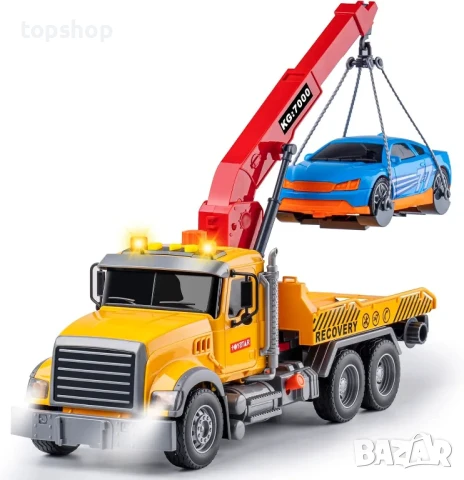 Голям камион за вдигане на коли. Колата е включена, снимка 5 - Коли, камиони, мотори, писти - 50493165