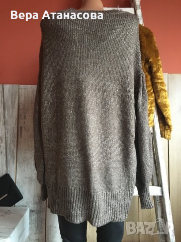 🤎 Oversized пуловер със сребристи нишки⚡️л/хл/2 хл☑️, снимка 3 - Блузи с дълъг ръкав и пуловери - 43374249
