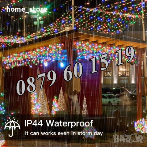 Коледна завеса 3 м многоцветни, коледна украса, коледни лампички, снимка 3 - Декорация за дома - 43185389