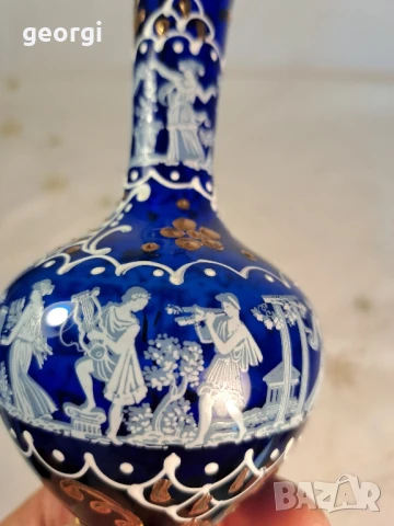 италианска арт ваза цвят кобалт с позлата , снимка 10 - Вази - 50866055
