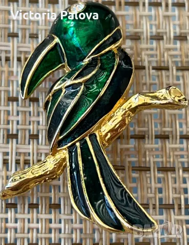 Уникална брошка папагал метал глазура Германия, снимка 3 - Други - 47608132