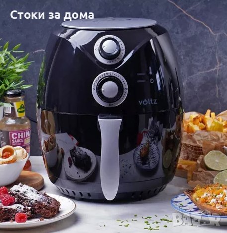 Фритюрник с горещ въздух Air Fryer Voltz/Rosberg V51980C, 1600W, 2.6 литра, 80°C~200°C, Таймер, Чере, снимка 1