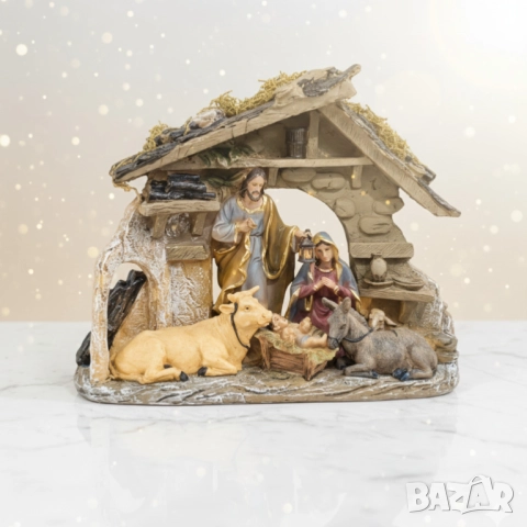 Коледна композиция „Рождество Христово“ – топлина и смисъл в един декор, снимка 2 - Други стоки за дома - 52134046