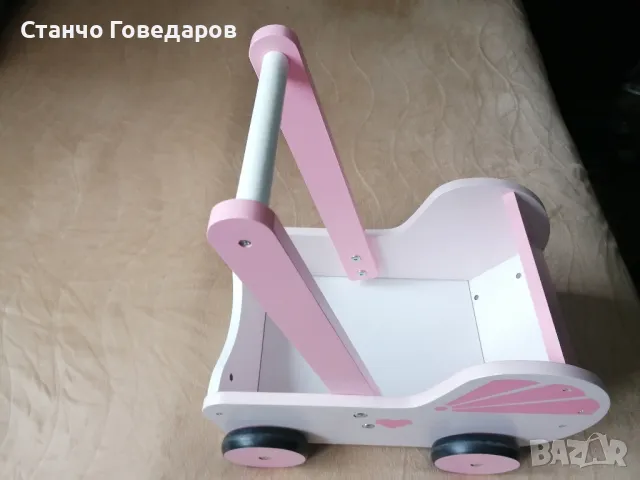 Детска дървена бебешка количка за кукли , снимка 2 - Кукли - 50331524