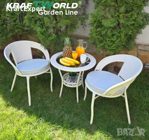 Ратанов Комплект с Маса и Два Стола – Стил и Комфорт за Вашата Градина, снимка 2 - Градински мебели, декорация  - 50653545