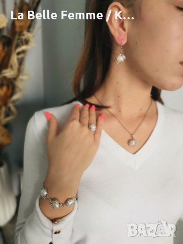 Комплект от пръстен,  колие , обеци и  гривна с перли, снимка 2 - Бижутерийни комплекти - 34959890