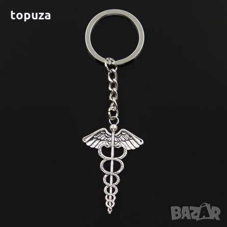 Ключодържател докторски медицински хромиран Medicine Symbol 49x30mm