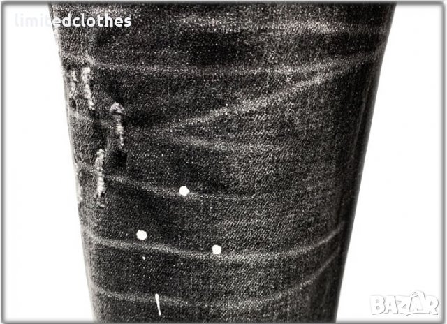 DSQUARED D2 Grey Zipped Painted Chain Biker Мъжки Дънки size 48 (32), снимка 6 - Дънки - 26787978