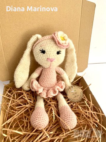 Детска играчка зайче, ръчна изработка, плетени играчки, подарък за дете , снимка 11 - Плюшени играчки - 43142520