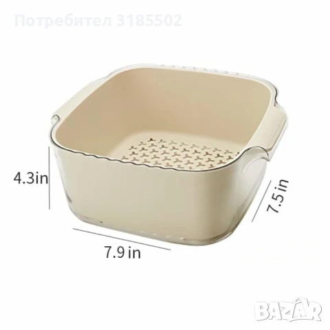 Многофункционална купа с гевгир 4 в 1 – за измиване, отцеждане и съхранение, снимка 3 - Прибори за хранене, готвене и сервиране - 51421462