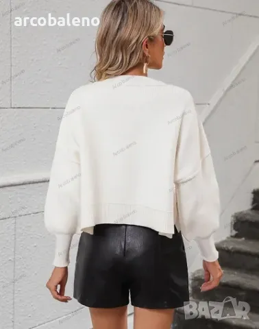 Дамски моден ежедневен едноцветен пуловер, 6цвята  , снимка 3 - Блузи с дълъг ръкав и пуловери - 42294439