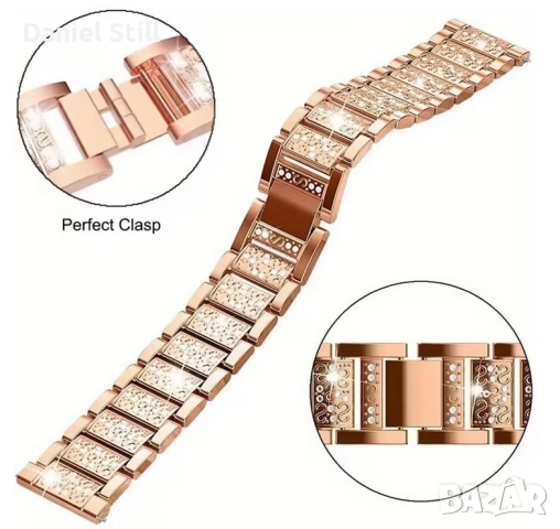 Елегантен Модел Универсална Дамска верижка с инкрустирани блестящи камъчета, снимка 3 - Каишки за часовници - 52747443