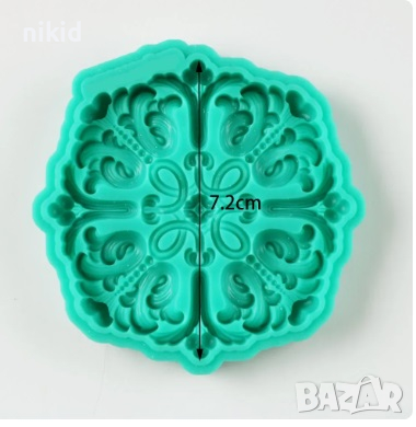 ОР77 Орнамент полуквадрат кръг силиконов молд форма за декорация торта фондан шоколад и др, снимка 2 - Форми - 44898027