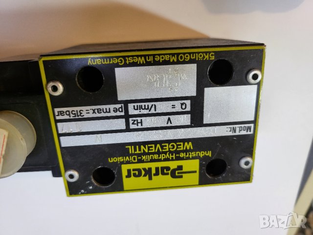 Немски Хидравличен разпределител Parker DZW-1-K.V.PP.25 с бобина 110 волта променливо 315 bar., снимка 2 - Резервни части за машини - 39557891