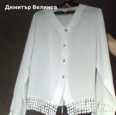 Дамска риза ,бяла коприна , снимка 6 - Ризи - 49869546