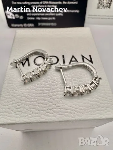 Сребърни обеци с мойсанит (Диамант) 1 карат, снимка 9 - Обеци - 49913212
