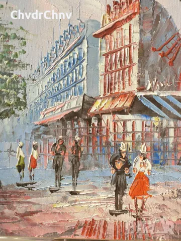 63х53см/картина масло върху платно/градски пейзаж-Париж/дървена рамка, снимка 3 - Картини - 48496829