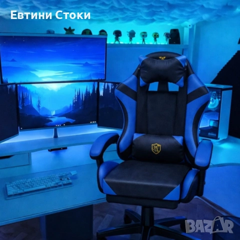 Ергономичен геймърски стол с масаж и поставка, снимка 2 - Столове - 53478821