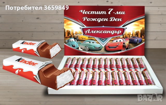 Персонализирана кутия бонбони КИНДЕР за рожден ден или имен ден 