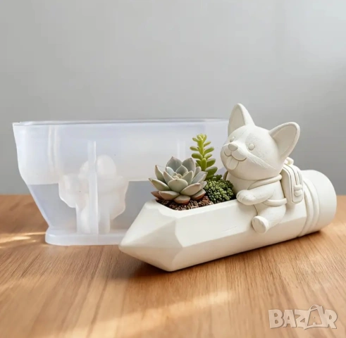 Молд кашпа куче с молив, снимка 5 - Форми - 53162764