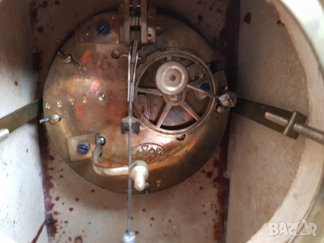 Комплект античен мраморен каминен часовник с два свещника, снимка 10 - Антикварни и старинни предмети - 33184199