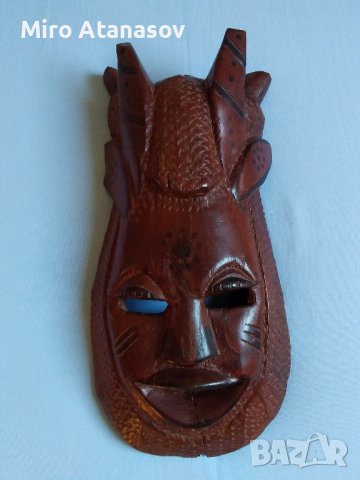 Стара африканска махагонова маска, снимка 3 - Антикварни и старинни предмети - 43946341